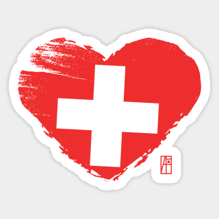 I love my country. I love Switzerland. I am a patriot. In my heart, there is always the flag of Switzerland Sticker